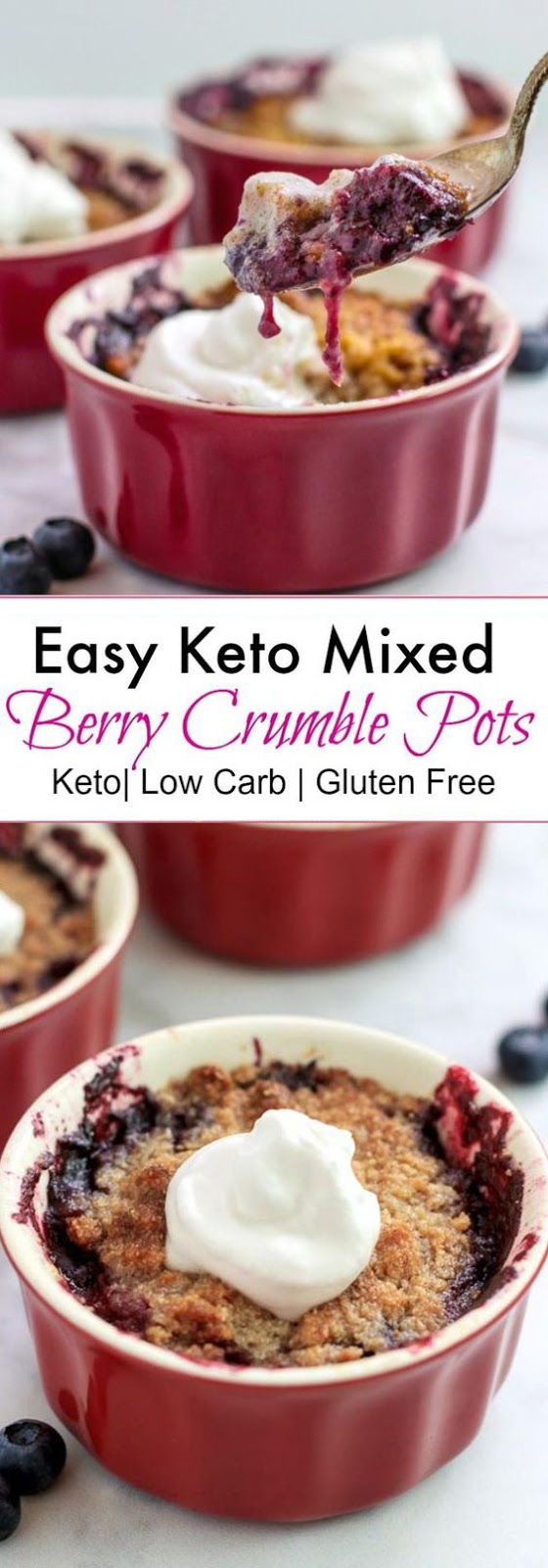 Easy Keto Mixed Berry Crumble Pots (Keto + Low Carb + Gluten Free) Easy Keto Mixed Berry Crumble Pots (Keto + Low Carb + Gluten Free)
