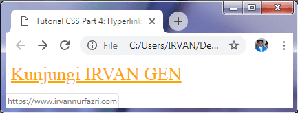 Cursor mouse diletakkan pada link - #IRVANGEN