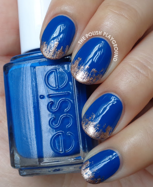 Royal Blue with Rose Gold Tips Nail Art