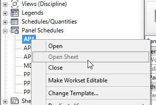 revit oped open sheet equal rights for panel schedules panel schedules