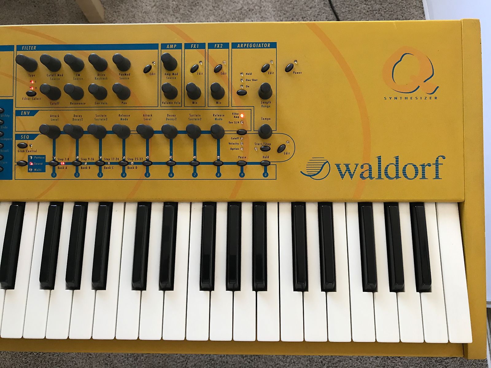 MATRIXSYNTH Yellow Waldorf Q Keyboard Synthesizer w/ Q Cards