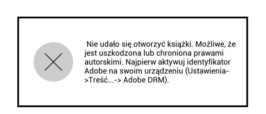 Komunikat błędu o nieudanej próbie otwarcia e-booka
