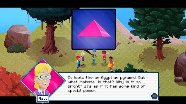 Crossing Souls - The five friends found what looks like a tiny and pink Egyptian pyramid