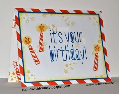 stampwithtrude.blogspot.com Stampin Up Big News birthday card