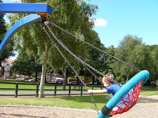 swinging hanging basket in the park