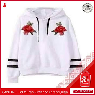 FNC179S19 Sweater Hodie Crop Mawar Wanita Tali Serut Serba 50 Ribuan