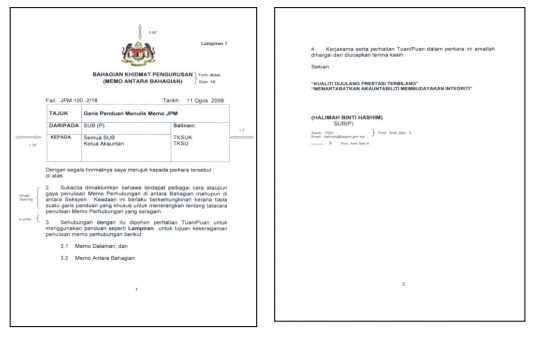 Format Surat Rasmi Dua Melalui Ketua Jabatan