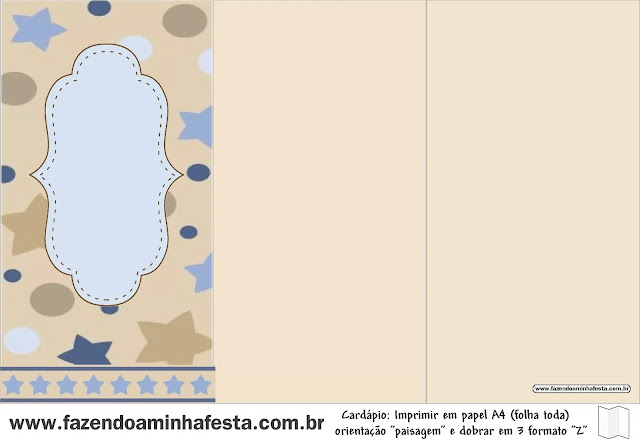 Estrellas Beige y Azul: Imprimibles Gratis para Fiestas. Estrellas Beige y Azul: Imprimibles Gratis para Fiestas.