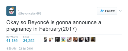 twitter user predicts beyonce's pregnancy in february 2017