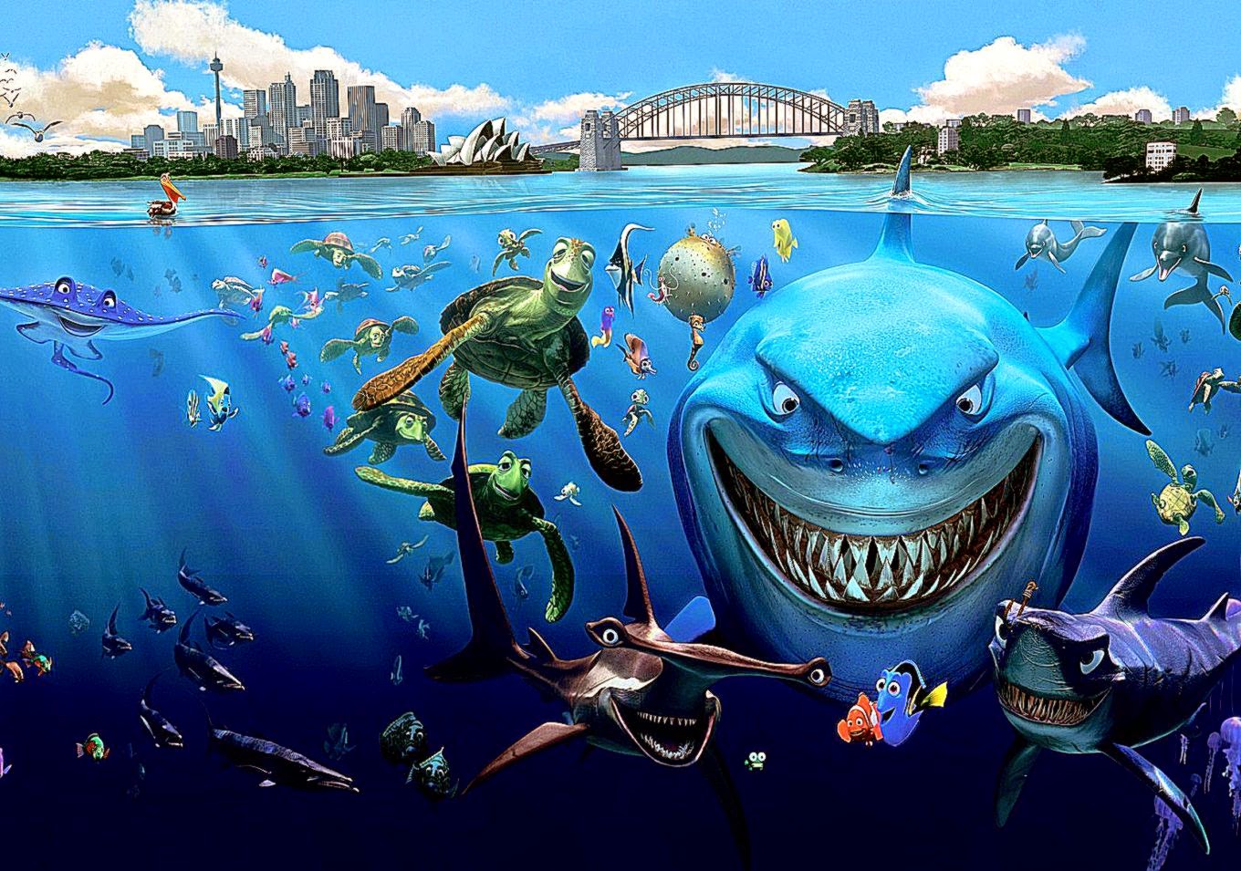 Download Nemo Underwater Fish Sharks Turtles Cartoon Freehdwalls