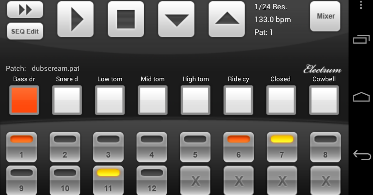 Electrum Drum Programmable drum machine that includes a vocal track