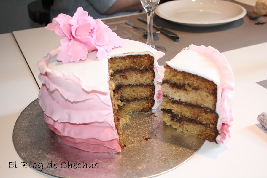 tarta con chocolate y fondant, el blog de chechus, chechus cupcakes