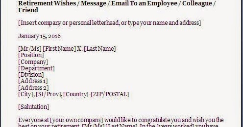 Retirement Congratulations Letter Format