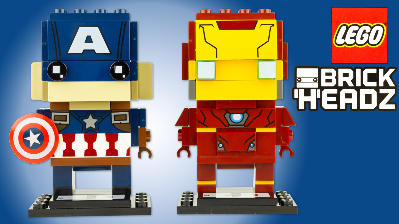 Super H?�ros Et Compagnie: LEGO Brick Headz Captain America Iron Man Jouet Toy Review Speedbuild 
