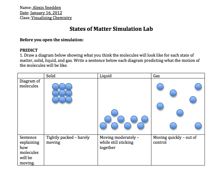 Three States Of Matter Worksheet