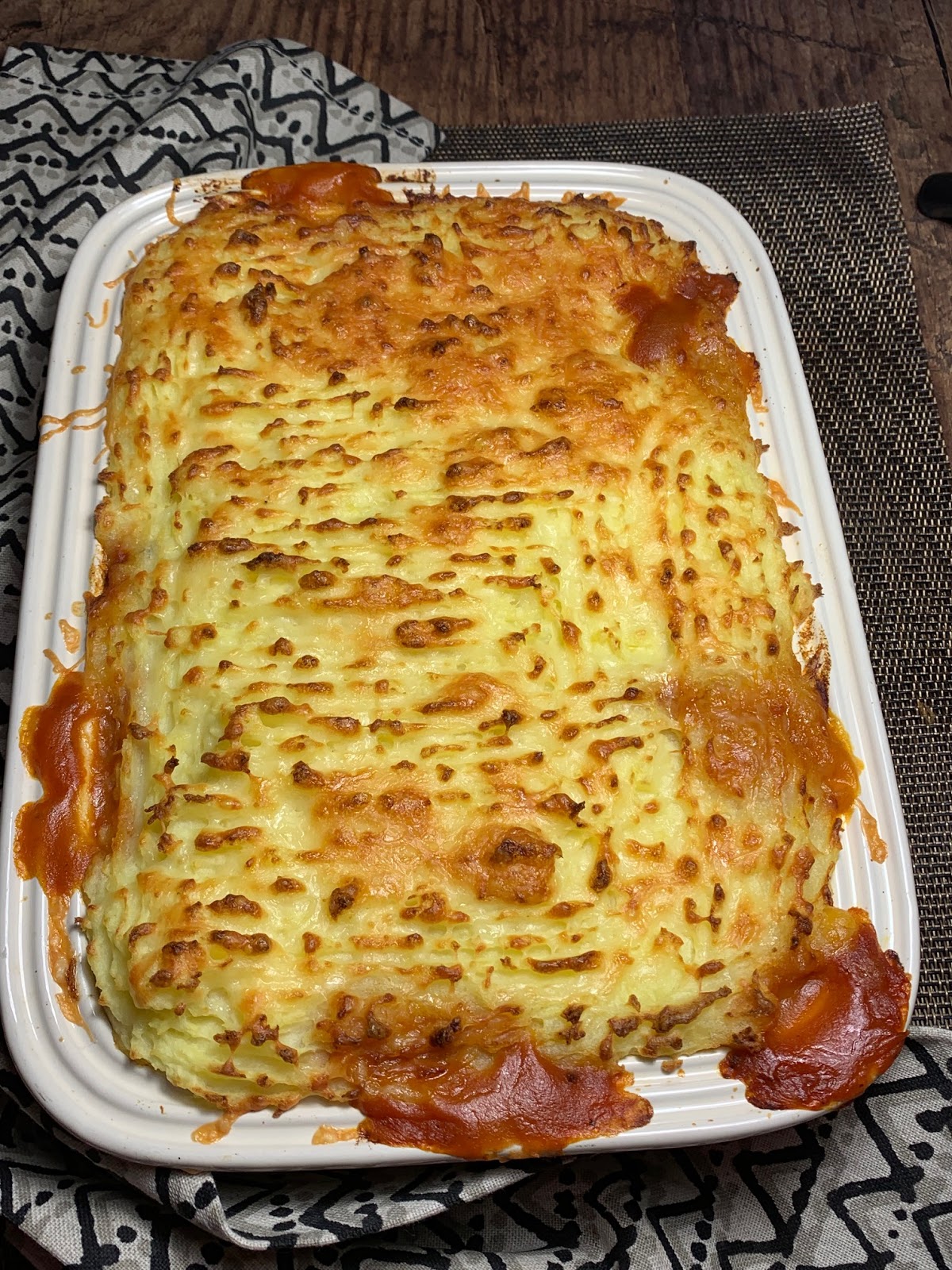 Cheesy Mashed Potato and Bean Bake
