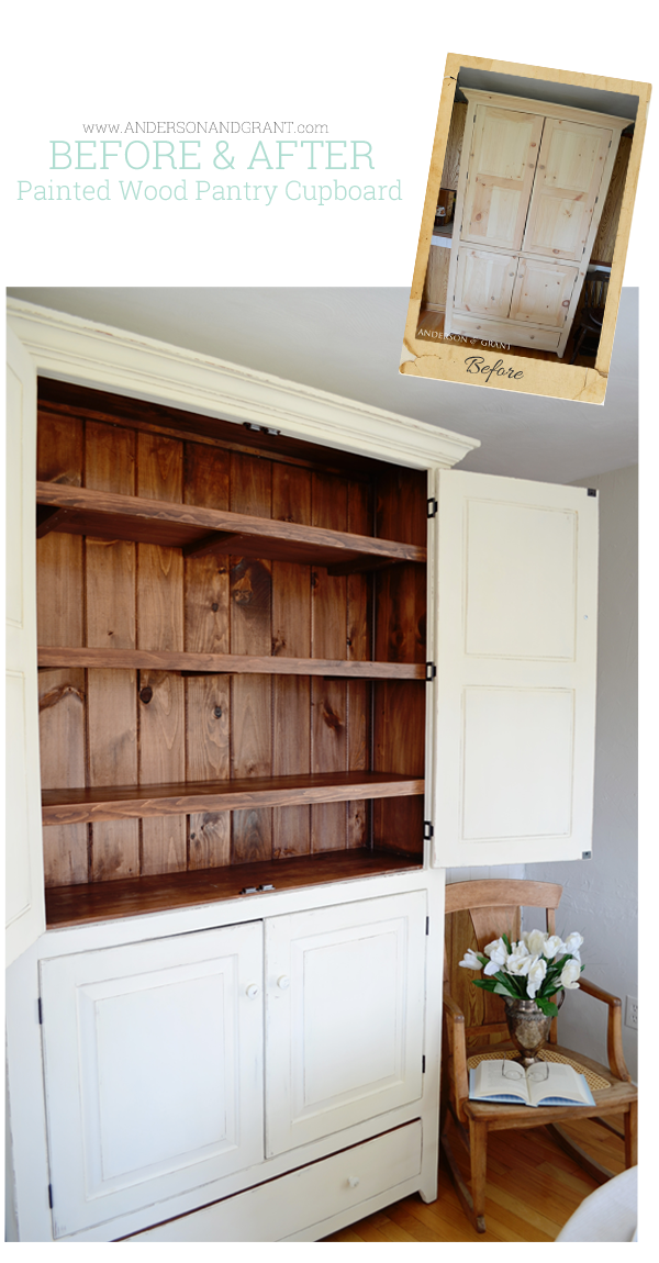 Check out this transformation of a bare wood cupboard into a beautiful kitchen pantry | andersonandgrant.com