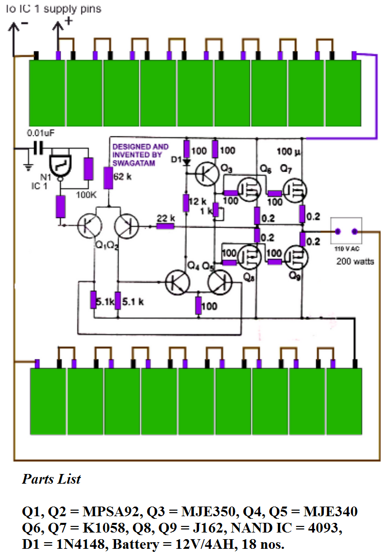 200 Watt Transformerless Inverter Circuit Diagram