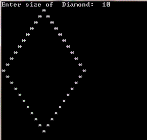 hollow diamond using for loop c++ code user enter input size of diamond ...