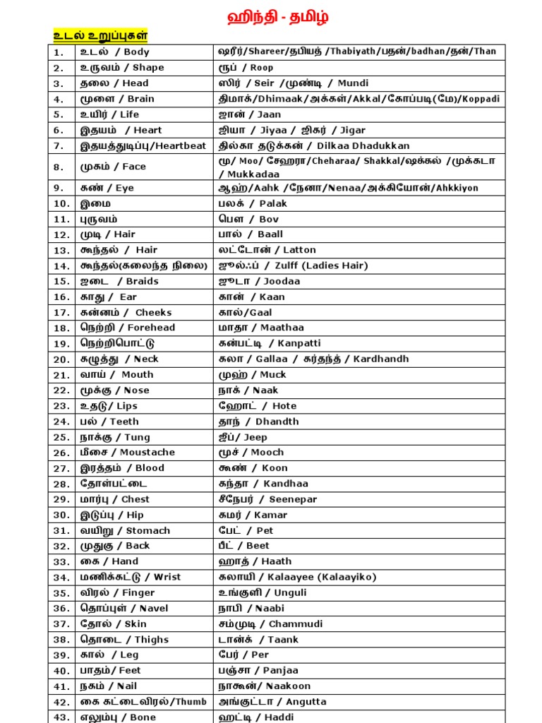 tamil to hindi translation books free download