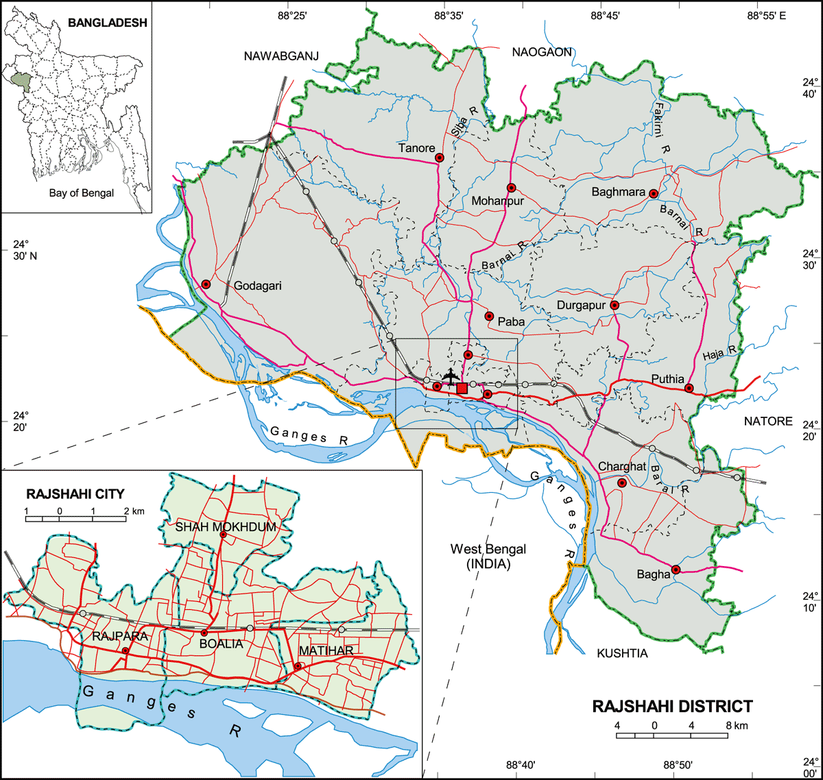 Rajshahi District Map Bangladesh