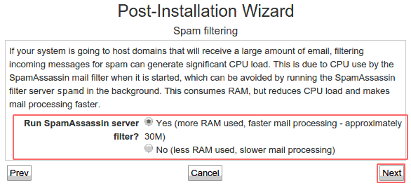 virtualmin spam assassin mail filter