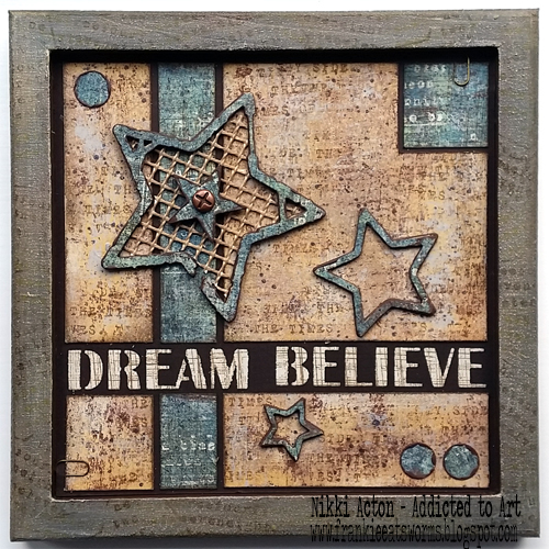 Nikki Acton - Dream Believe - using PaperArtsy Fresco Paints / Seth Apter stamps and dies