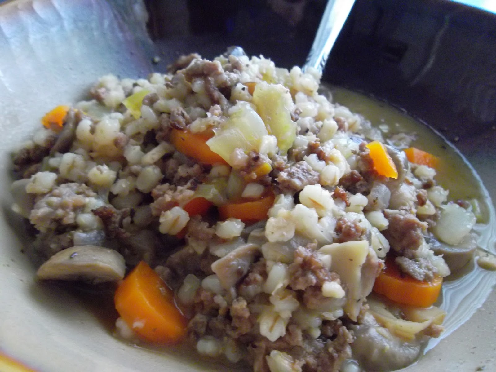 Miss Piggy's Kitchen! Beef barley mushroom stew!