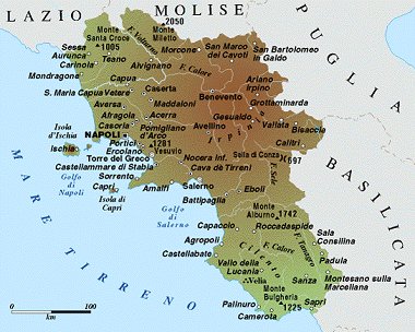 Campania Map Political Regions | Italy Map Geographic ...