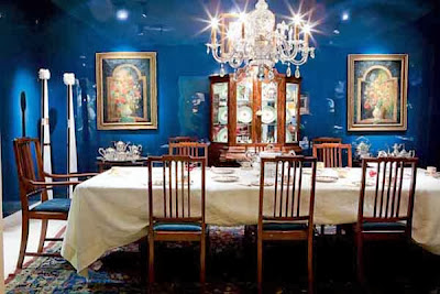 blue dining room decor