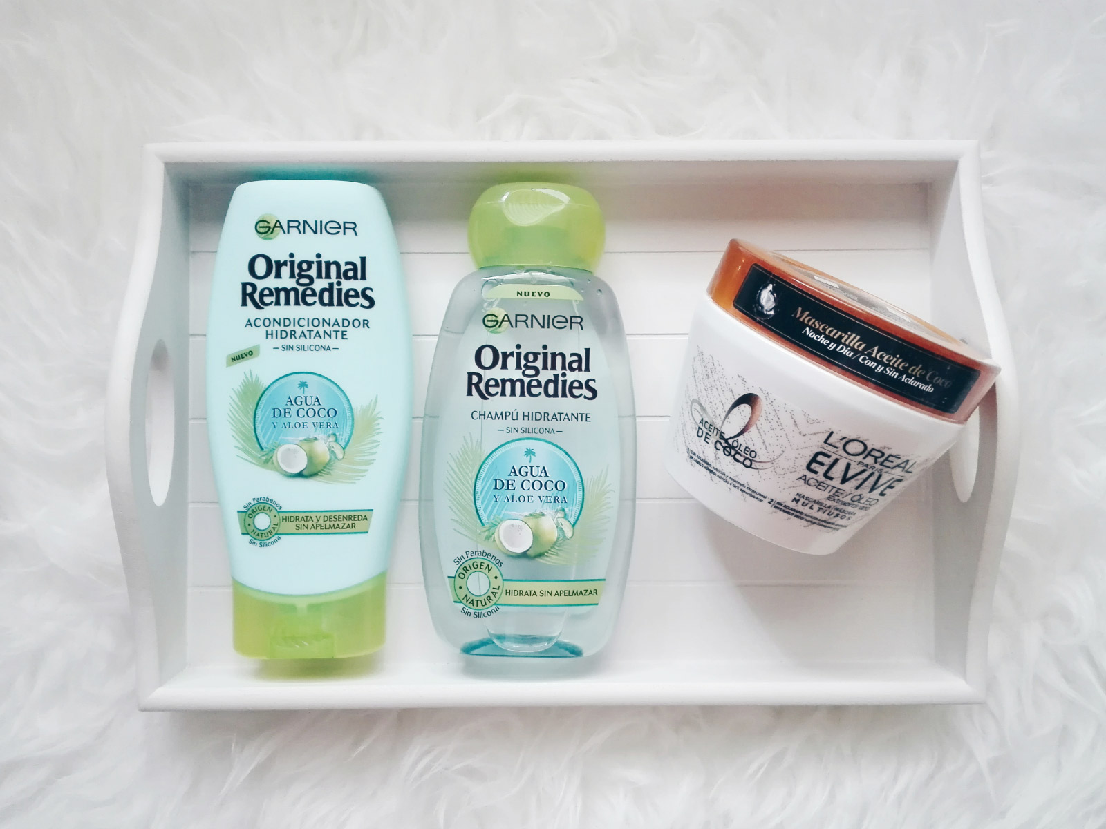 Primor Haul Original Remedies Garnier Agua de Coco y Aloe Vera Elvive Mascarilla Aceite Coco Dia & Noche