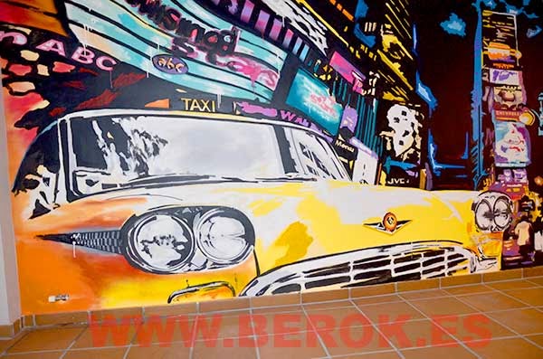 Graffiti mural taxi New York