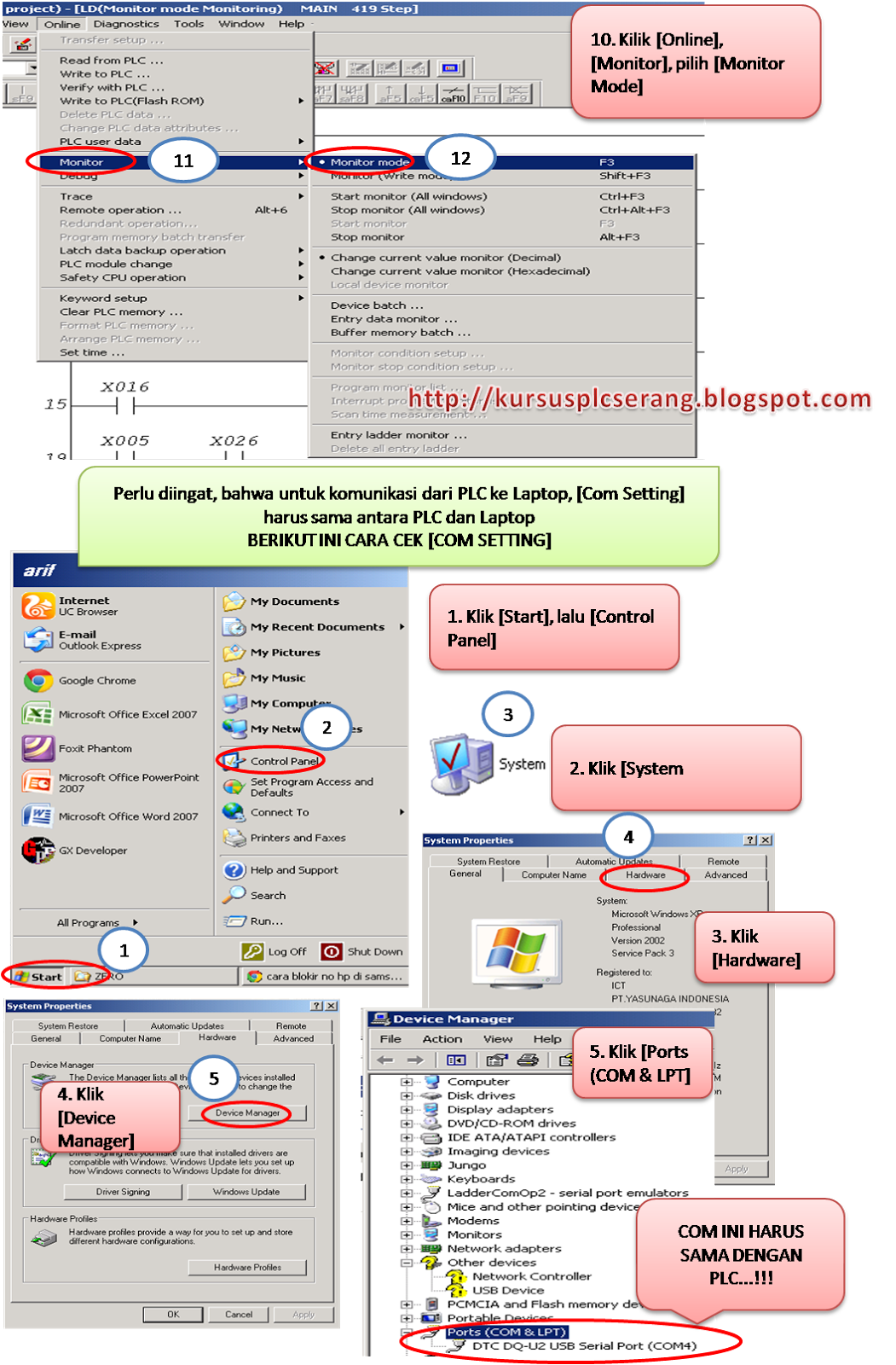 CARA DOWNLOAD LADDER DIAGRAM PLC MITSUBISHI DENGAN SOFTWARE GX