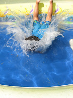It only takes a Moment Image of child sliding into the water. Supervision of Children Swimming is paramount