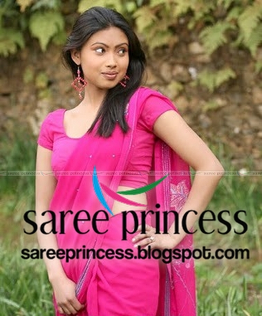South indian actress Srijana shocking exposure in pink sari stills