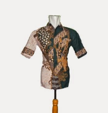 Hem Batik Pola Frozen Hijau Grosir batik pria modern