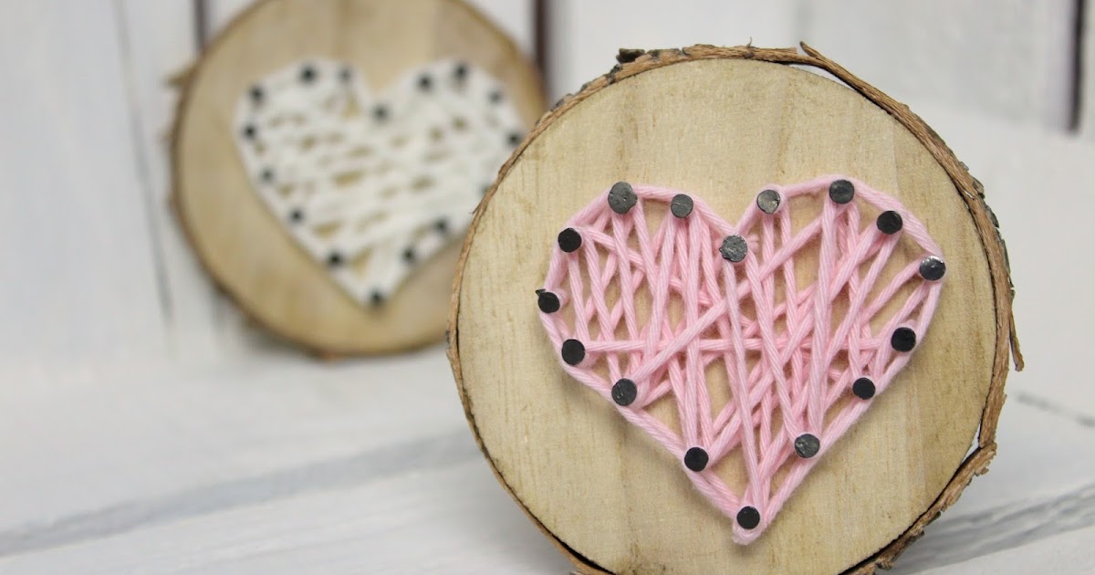DIY süßes Geschenk zum Valentinstag: Baumscheibe mit Herz in String Art ...