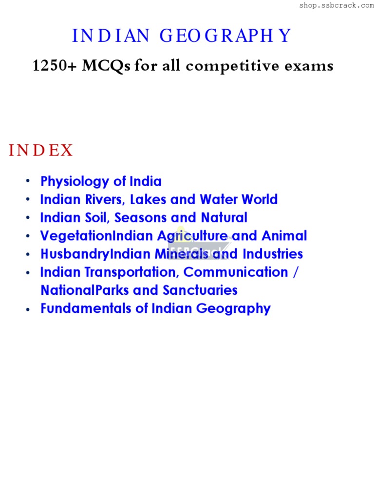 INDIAN GEOGRAPHY 1250+ MCQS bookszoli