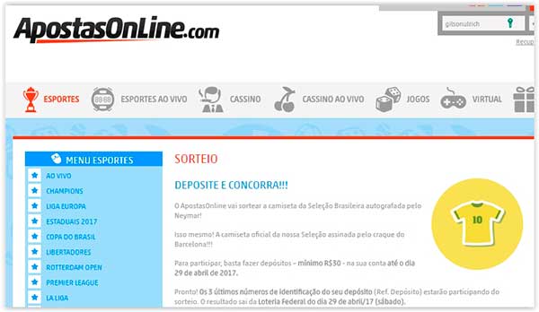 ApostasOnline vai Sortear a Camiseta ApostasOnline vai Sortear a Camiseta