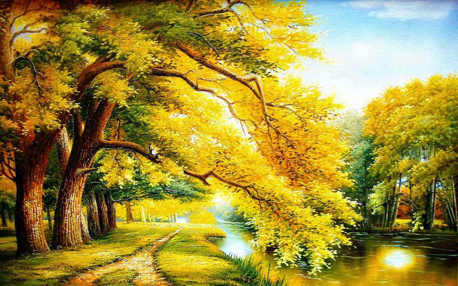 Золотой пейзаж. Сказочный осенний пейзаж. Сказочная осень. Картина осень. Картина золотой лес.