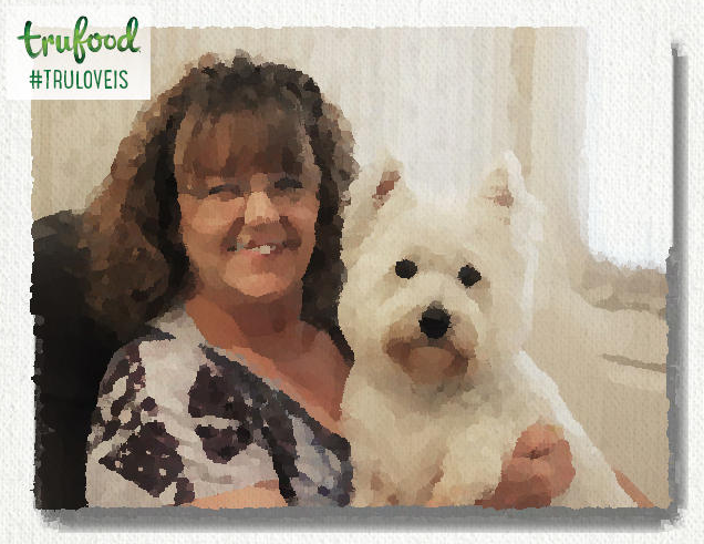 watercolor photo of Westie and woman