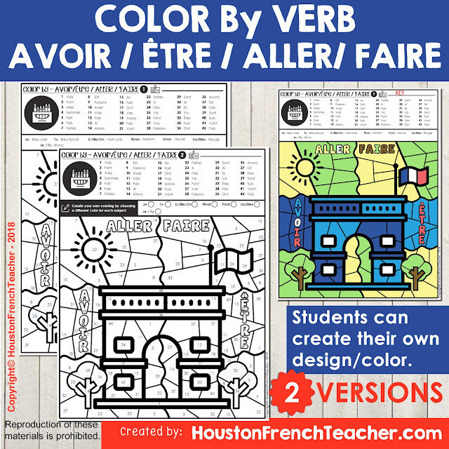color-by-verbs-french-avoir-etre-aller-faire-color-by-conjugation-2-versions-houston