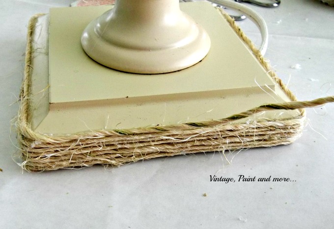 Vintage, Paint and more... wrapping a lamp with twine, twine craft, DIY lamp
