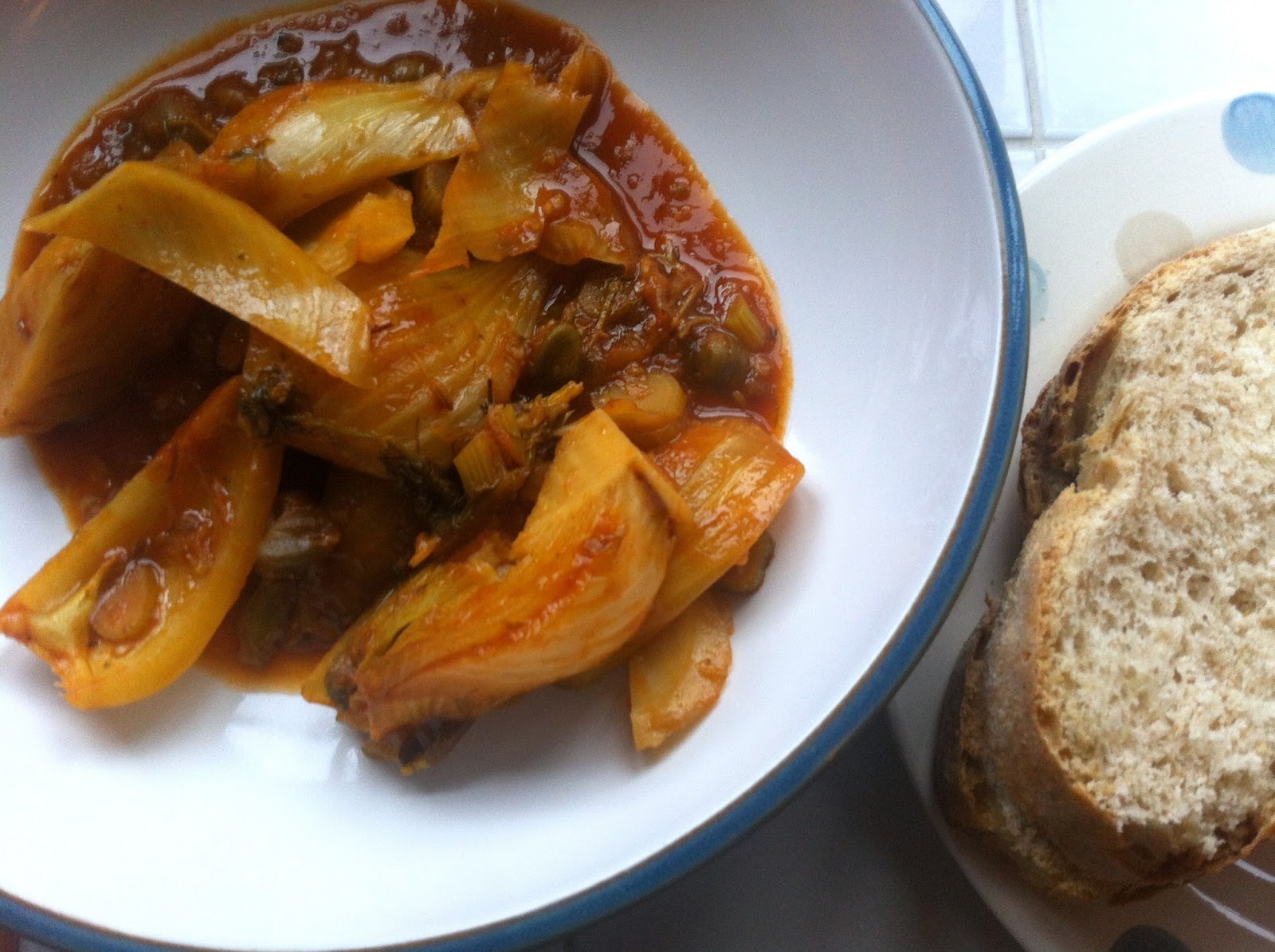 Lazy Giraffe Blog Braised Fennel with Saffron and Tomato