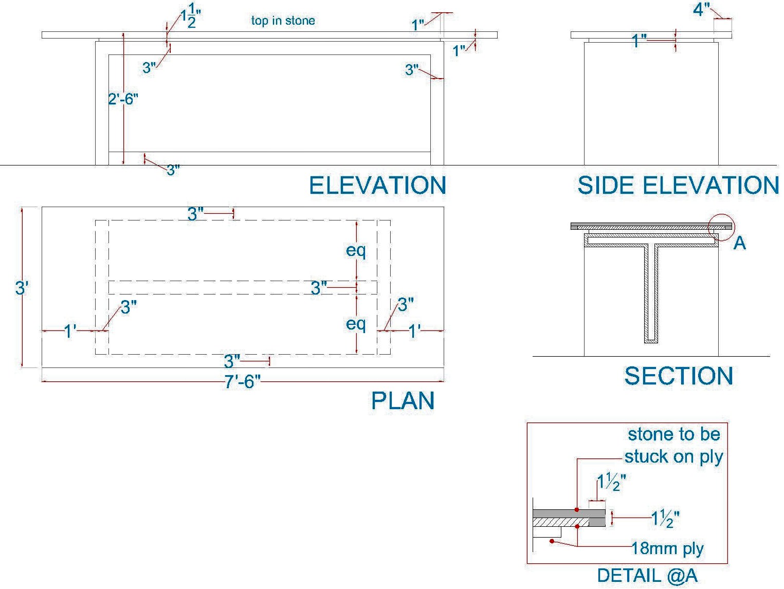 Table Plan Elevation Section table-plan-elevation-section
