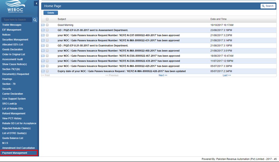 Weboc-Homepage-payment-management