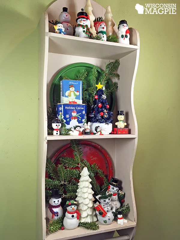 vintage snowman collection snowmen on a shelf