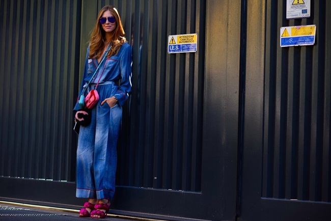 L'officiel Singapore October 2015, Chiara Ferragni Fendi 2016 Resort Blue Denim Dress Jumpsuit Editorials