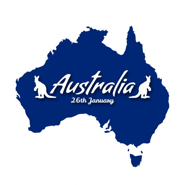 Background with a blue map for australia day Free Vector
