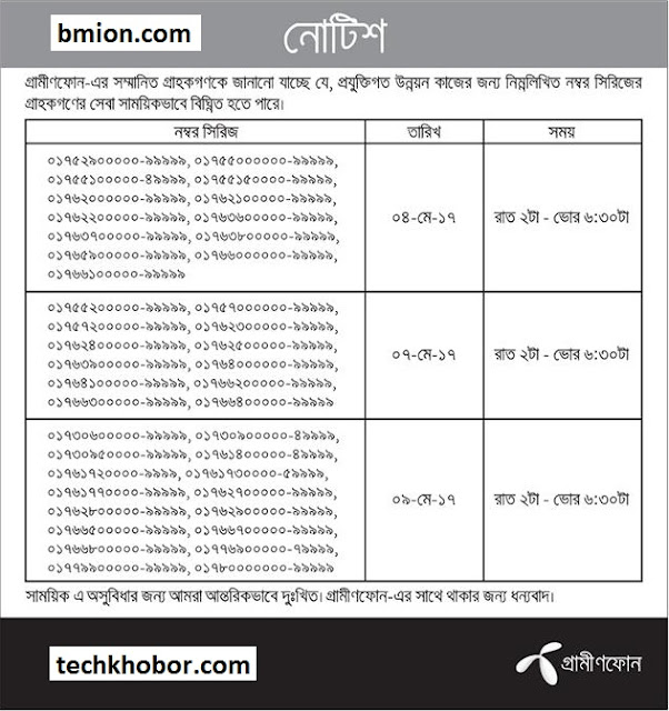Grameenphone gp Important Notice Some Numbers - Series may face problem 27,30 April & 2 May (2 AM - 6:30 AM) Grameenphone-gp-Important-Notice